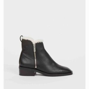 Phillip Lim Alexa Black Leather Shearling-Lined Ankle Boots